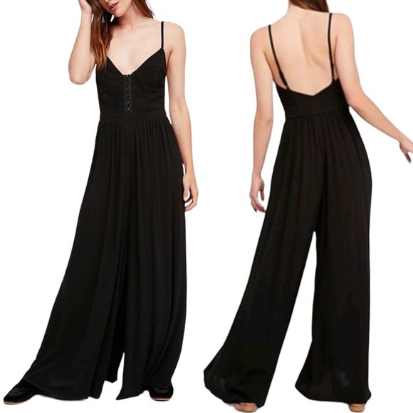 Free People Pants - Intimately Free People Greenpoint Girl Wide Leg Jumpsuit in Black Women's Size S